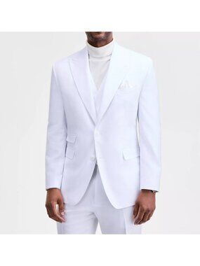 Tayion Collection Mens Classic-Fit Solid Suit Separate Jacket White Size 40S NWT